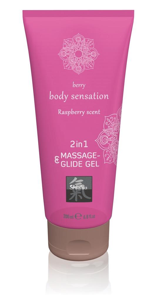 Massage Og Glide Gel 2in1 Raspberry Scent fra Hot Shiatsu