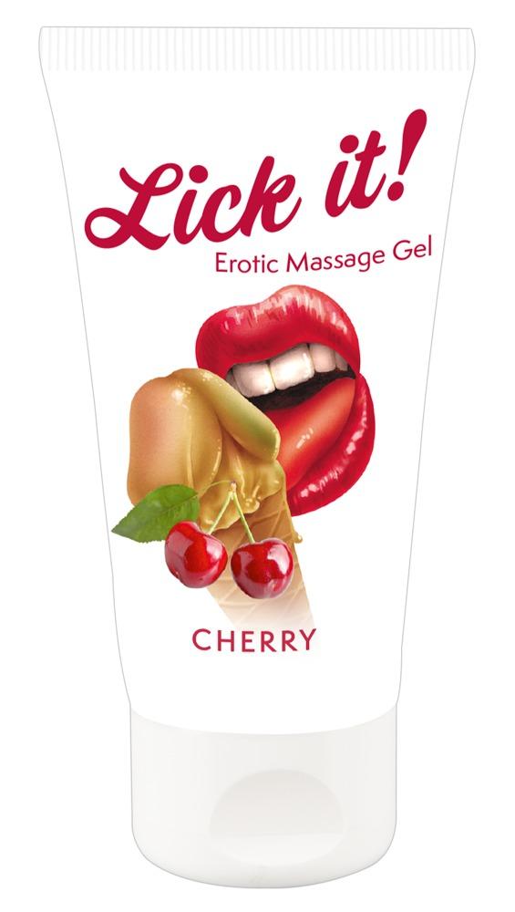 Gel Erotic Massage Gel Cherry Med Kirsebær Aroma fra Lick It!