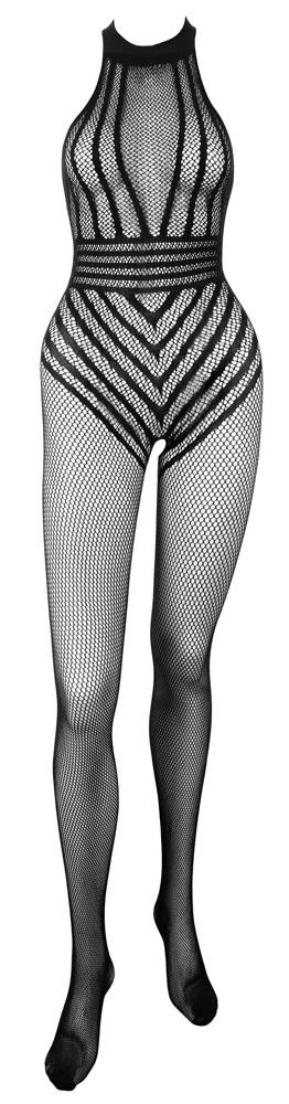 Catsuit Ouvert Af Blødt Net Med Vævet, Stribet Body fra Finesse Raffiné
