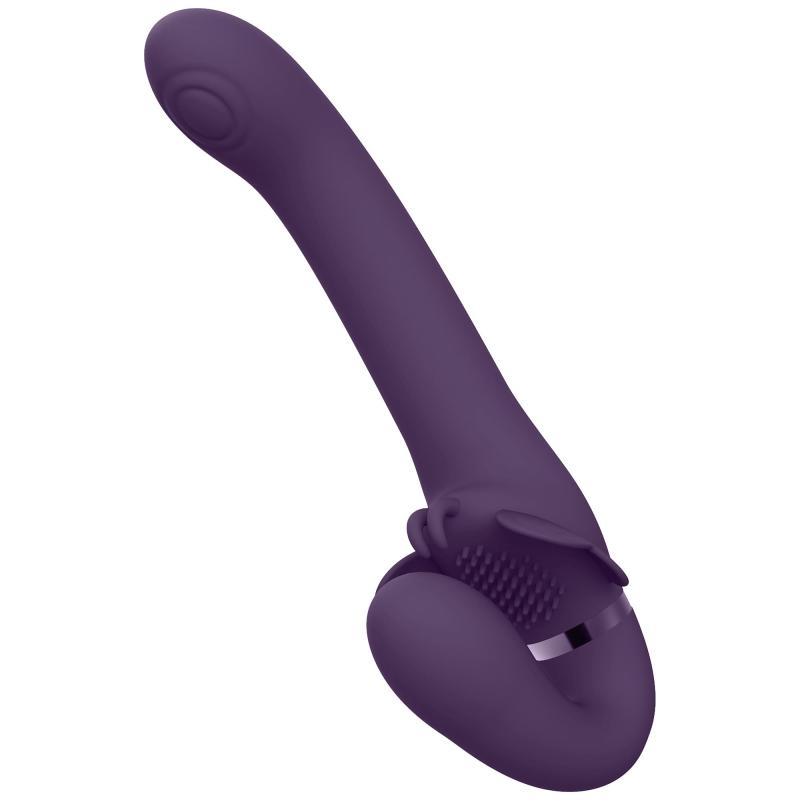 Satu Pulse Wave & Vibrating Strapless Strapon Purple fra Vive