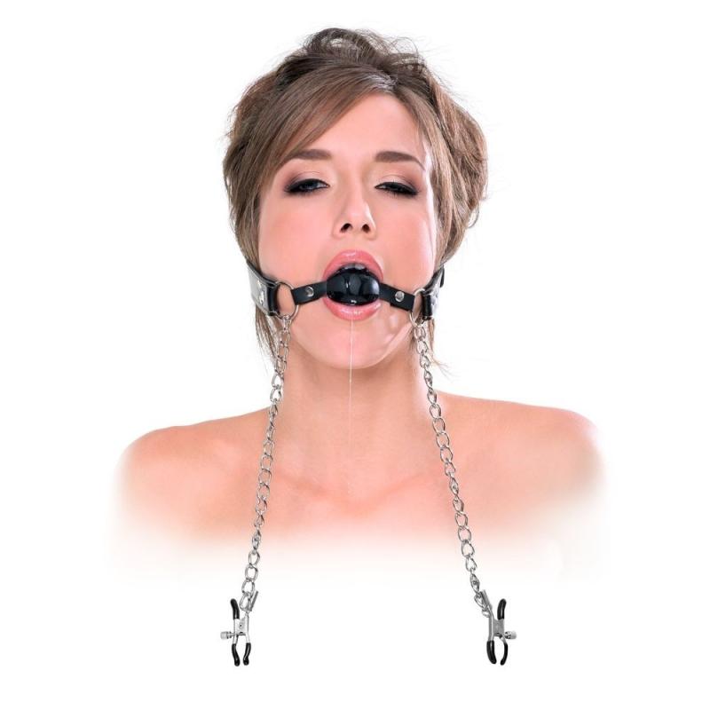 Deluxe Gag & Brystvorteklemmer fra Pipedream
