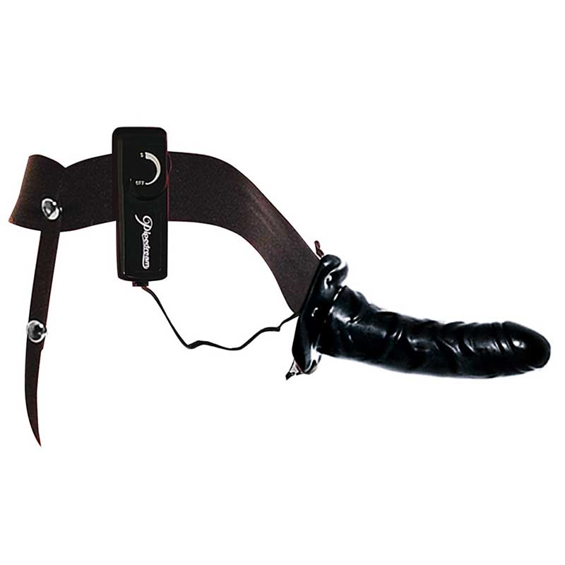 Vibrating Hul Strap On Sort 17 Cm fra Fetish Fantasy