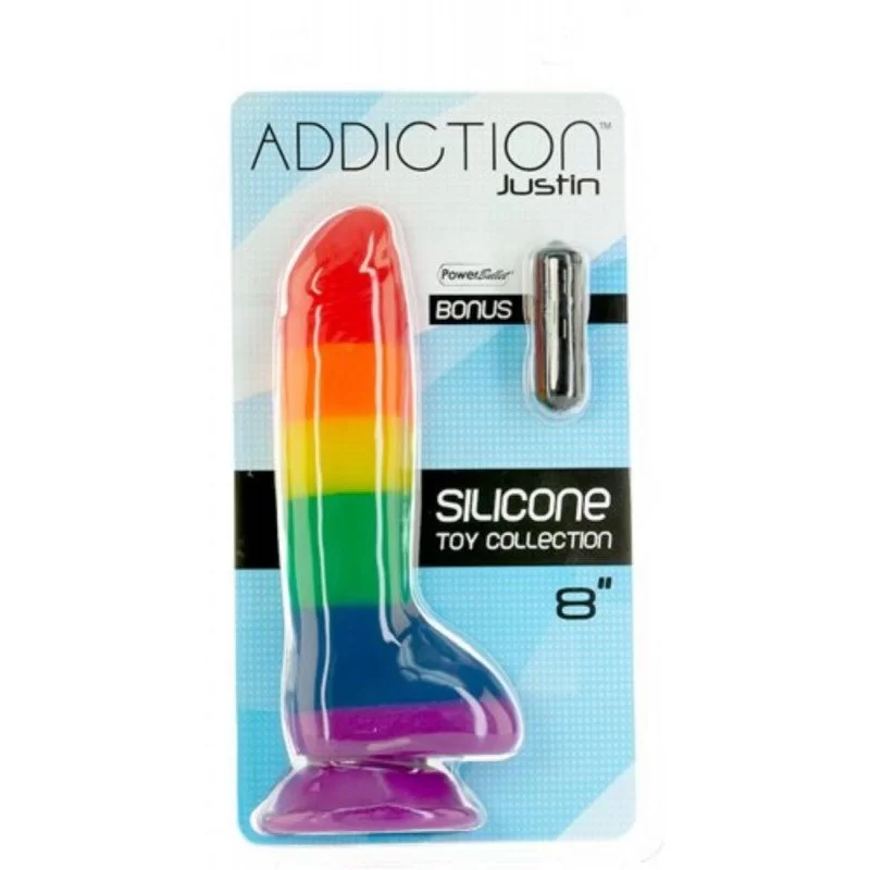 Addiction   Justin Rainbow Silicone Dildo   19 Cm fra Made By Lei