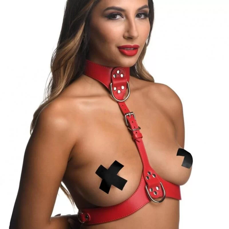 Female Chest Harness Red fra Strict