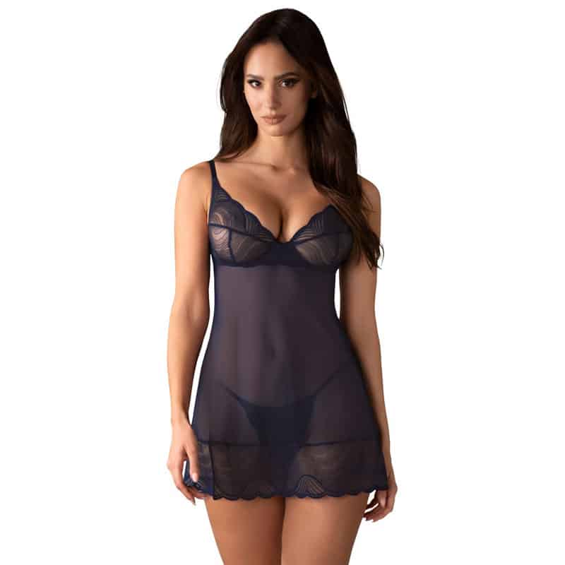 Nightly Blue Chemise Sæt   Xs S fra Obsessive