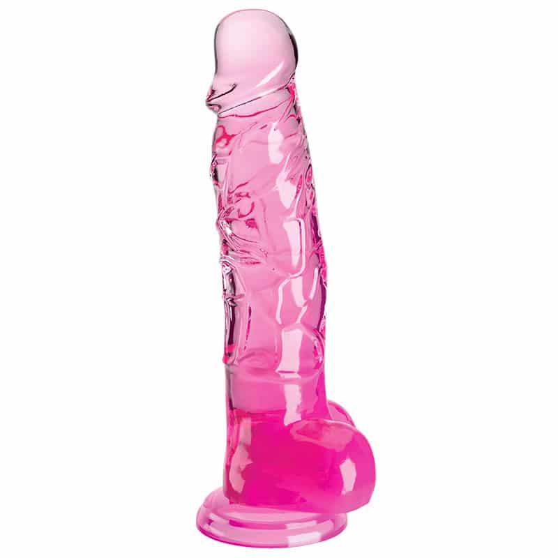 Clear Dildo Med Kugler 20 Cm   Lilla fra King Cock
