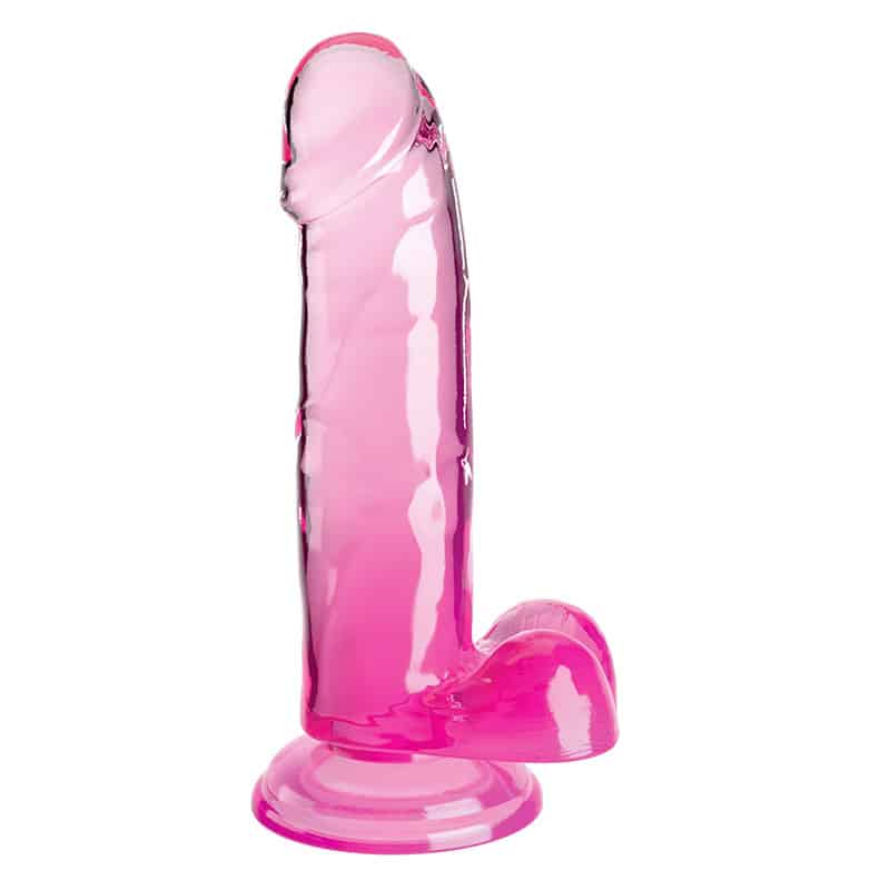 Clear Dildo Med Sugekop 18 Cm Pink   Lilla   Pink fra King Cock