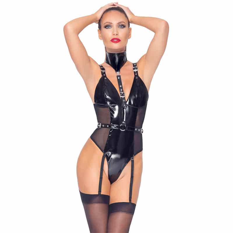 Masha Lak Bodystocking Sort   S fra Black Level