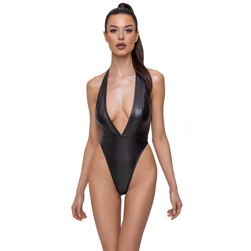 Amy Bodystocking Wetlook Sort   S fra Cottelli