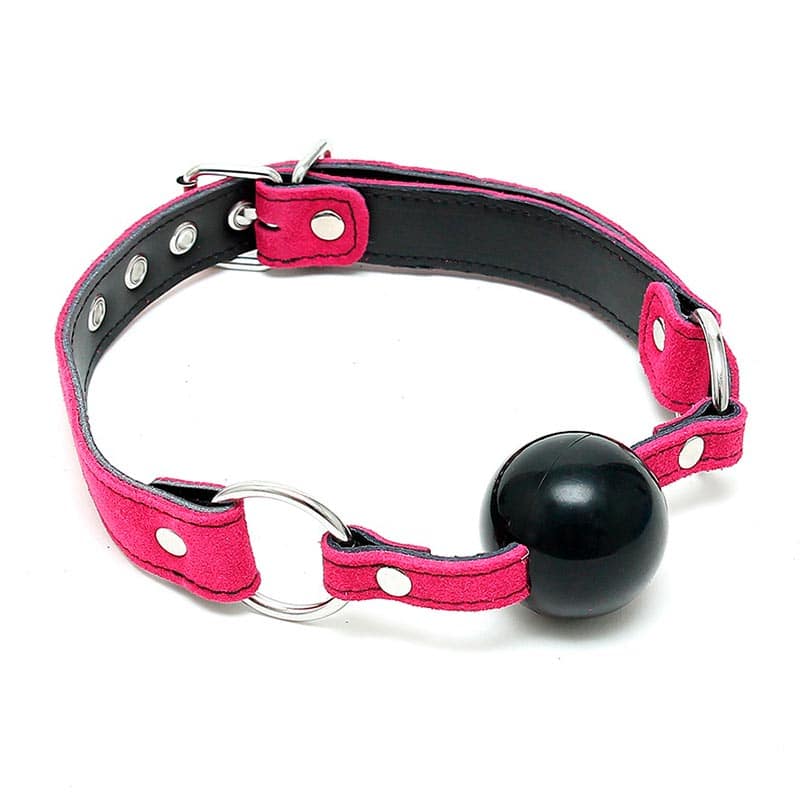 Bondage Play Gagball Pink Læder fra Rimba