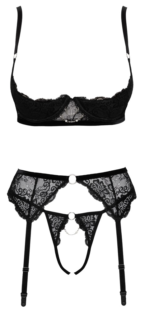3 Delt Selesæt I Fine Blonder Med Juvelbesatte Detaljer fra Cottelli Lingerie