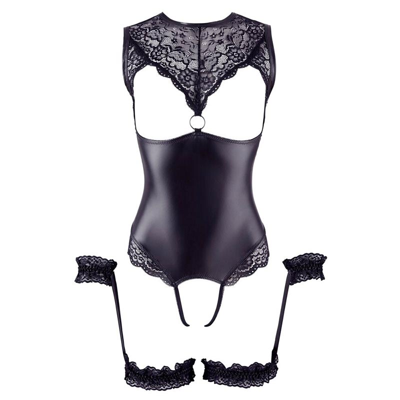 Bondage åben Og Bundløs Bodystocking Sort   L fra Cottelli