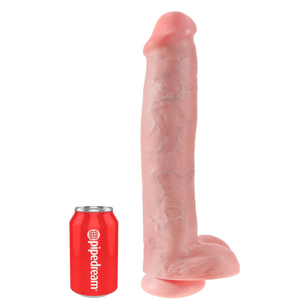 â® Dildo Med Kugler Lys Hud 38 Cm fra King Cock