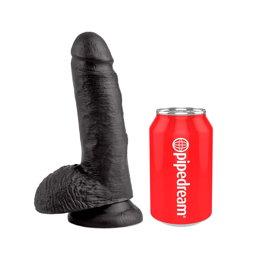 â® Sort Dildo Med Kugler 18 Cm fra King Cock