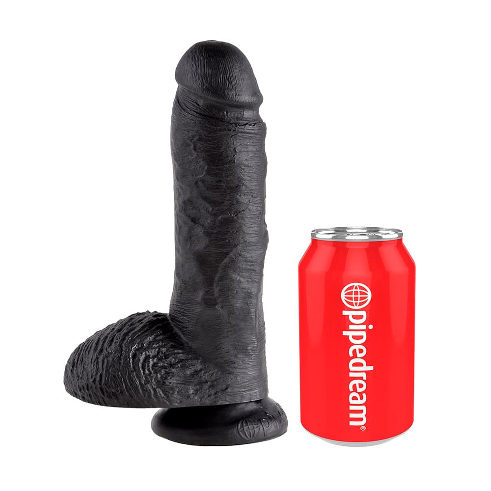 â® Dildo Med Kugler 20 Cm Sort fra King Cock