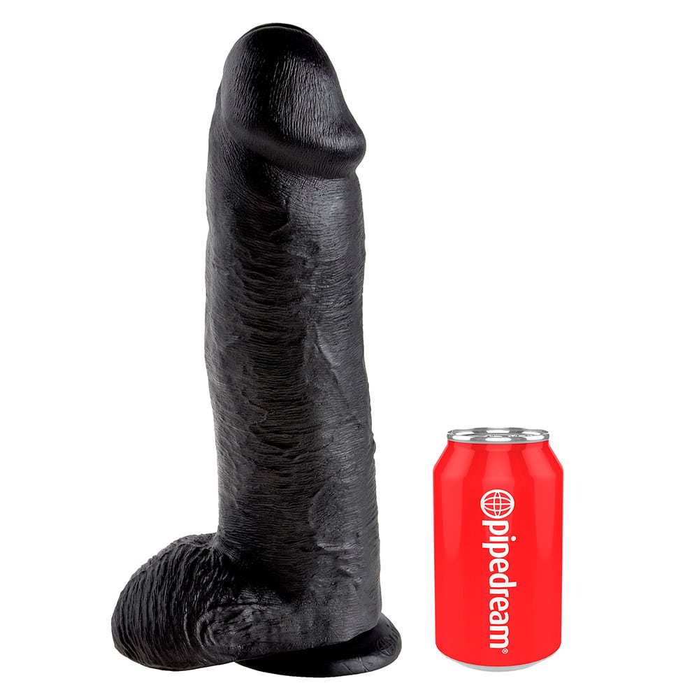 â® Sort Dildo Med Kugler 31 Cm fra King Cock