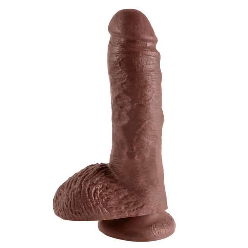 â® Brun Dildo Med Kugler 20 Cm fra King Cock