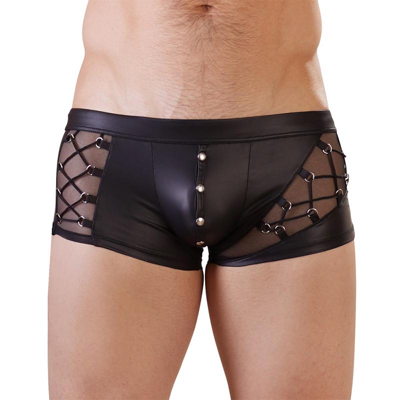 Lenny Wetlook Boksershorts Sort   S fra Nek