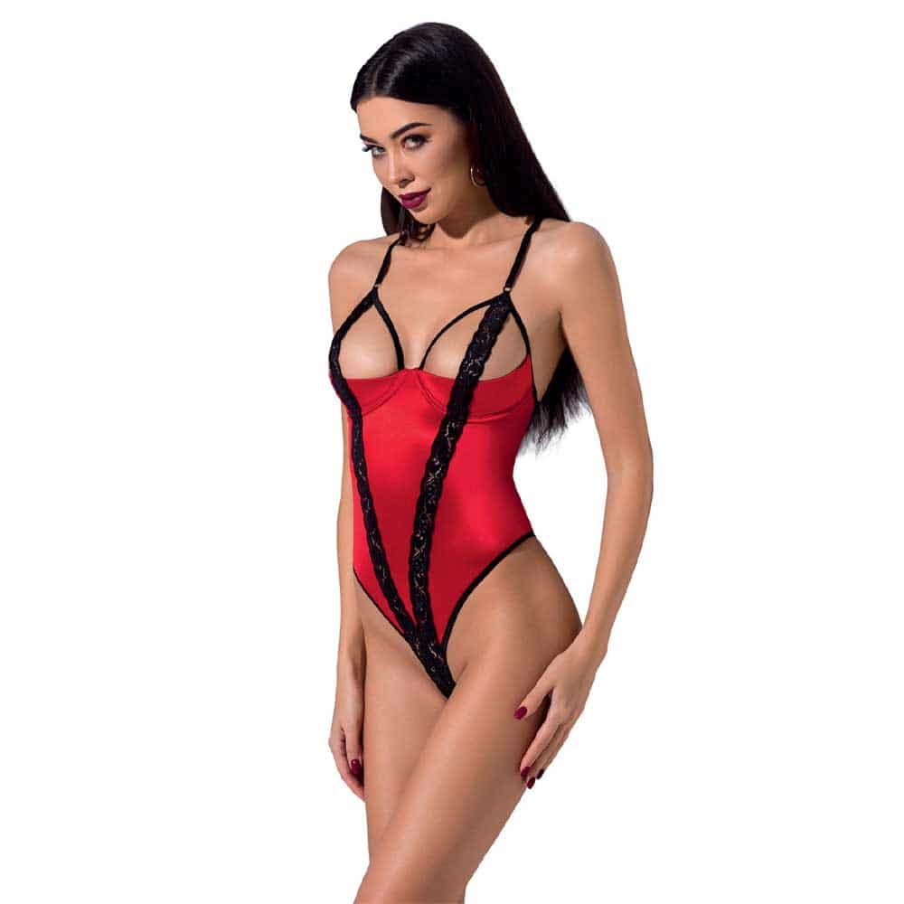 Femmina Bodystocking Rød Og Sort   S M fra Passion