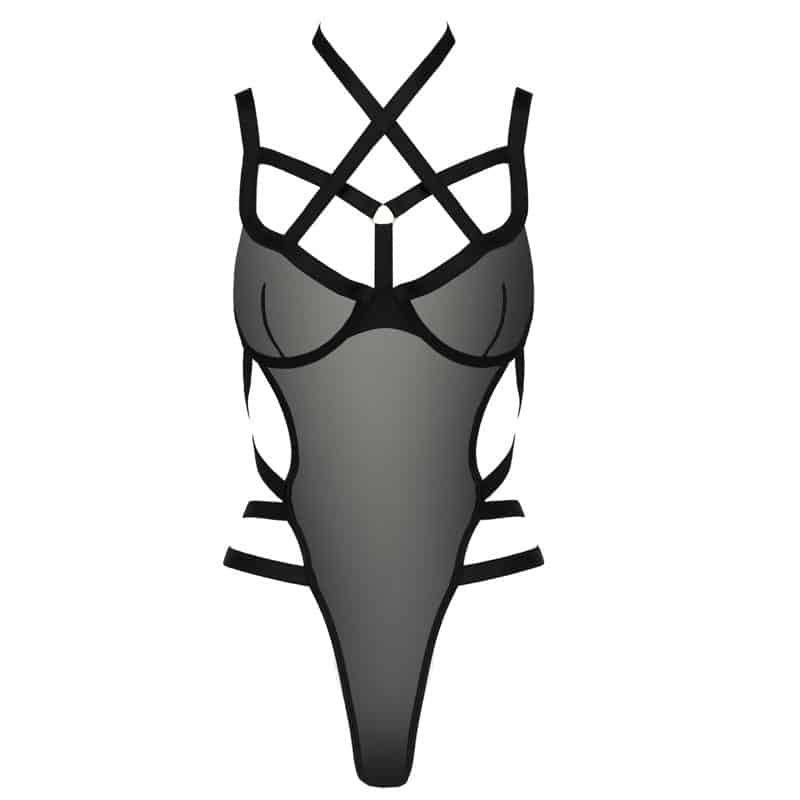 Hagar Bodystocking Sort   S M fra Passion