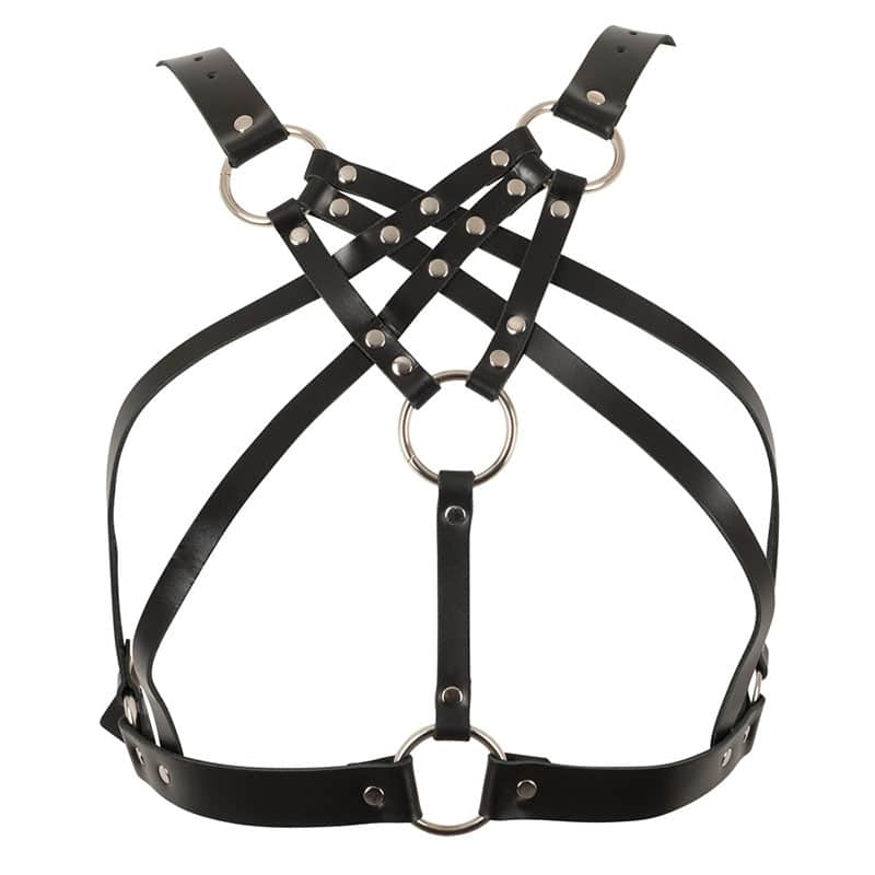 Fetish Læder Bryst Harness Sort fra Zado